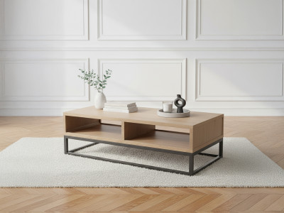 Table basse 2 niches 110 cm BERGERAC bois massif de manguier