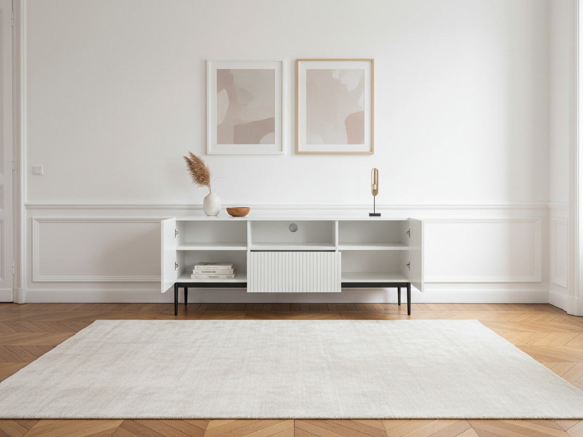 Meuble TV 150 cm avec niche KASHA Pieds noir