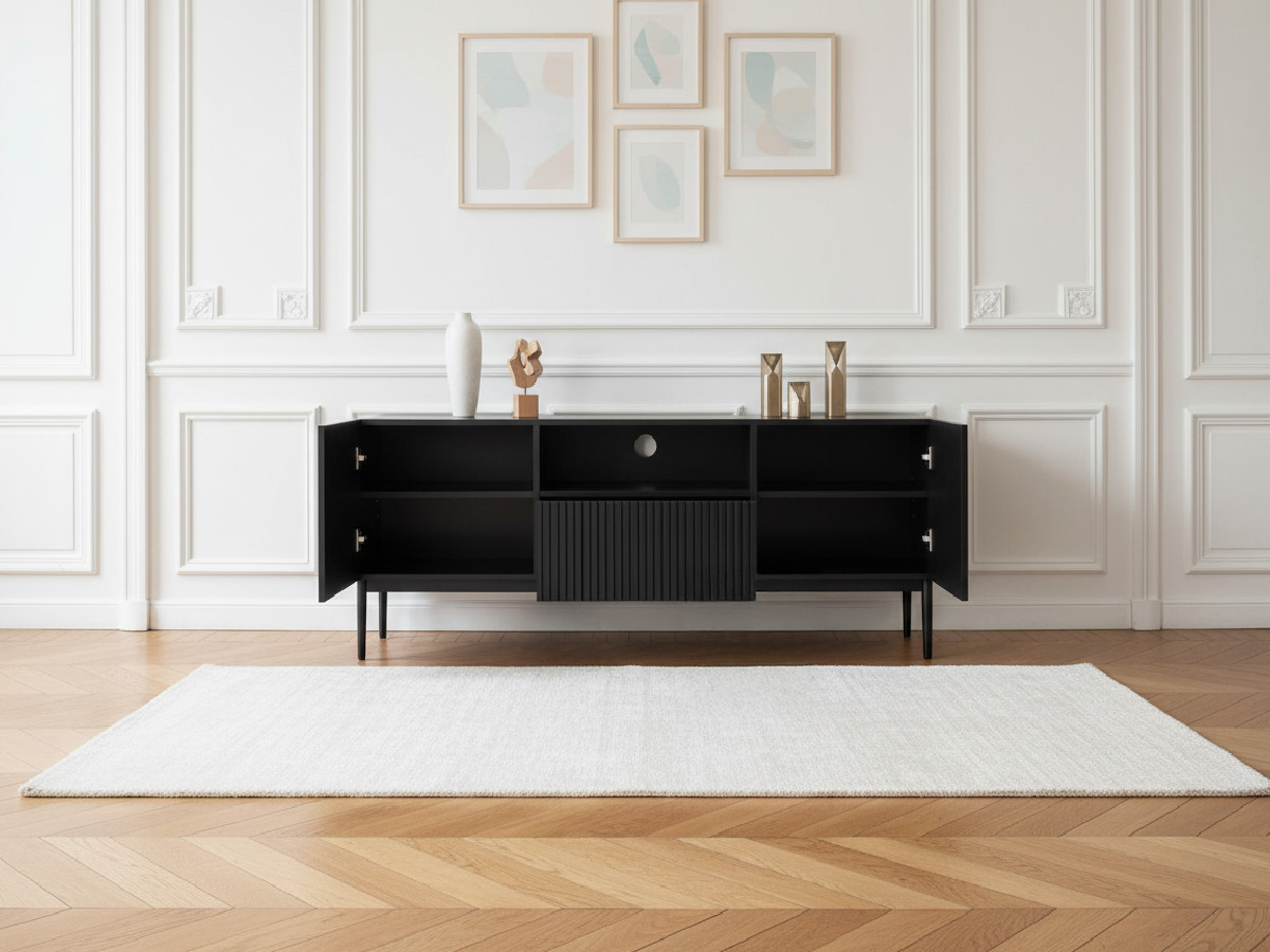 Meuble TV 150 cm avec niche KASHA Pieds noir noir — vue 6
