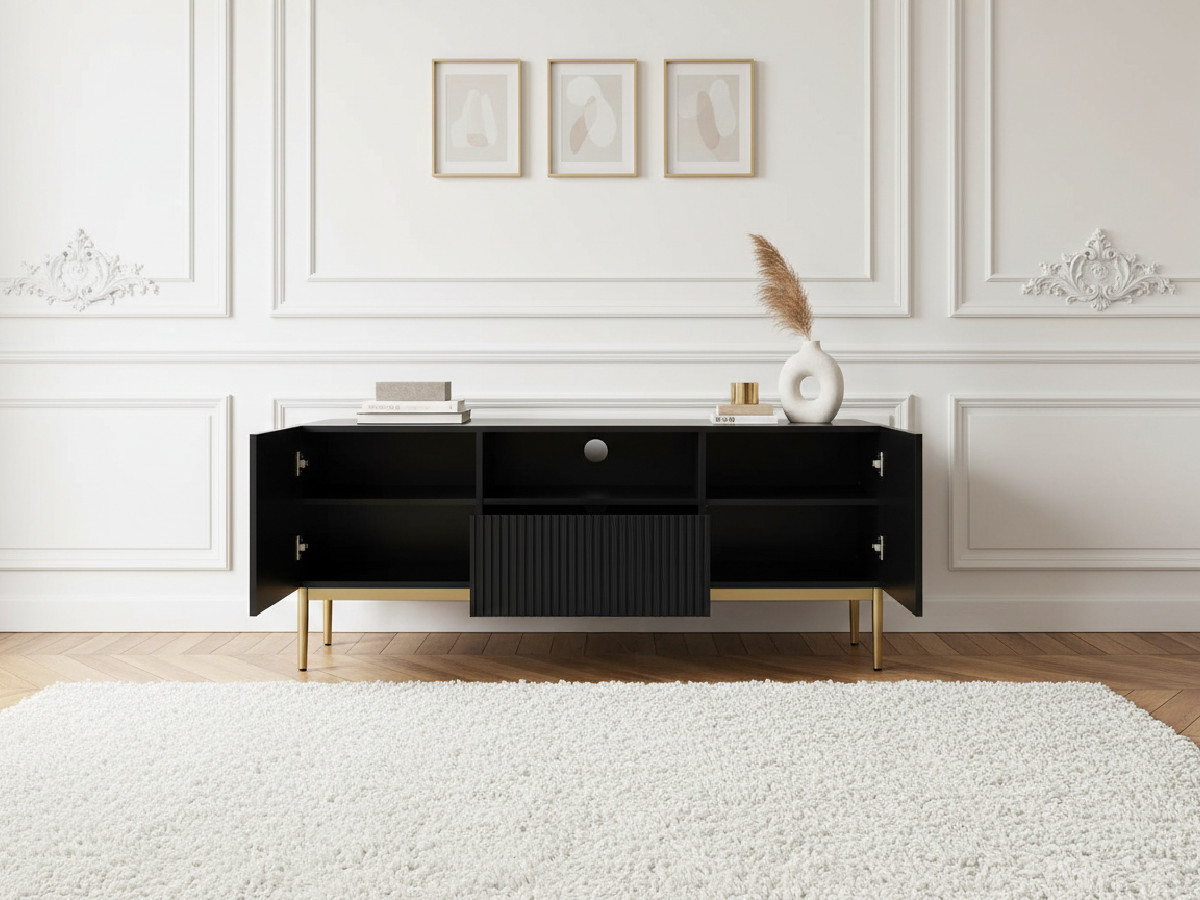 Meuble TV 150 cm avec niche KASHA Pieds or noir — vue 6