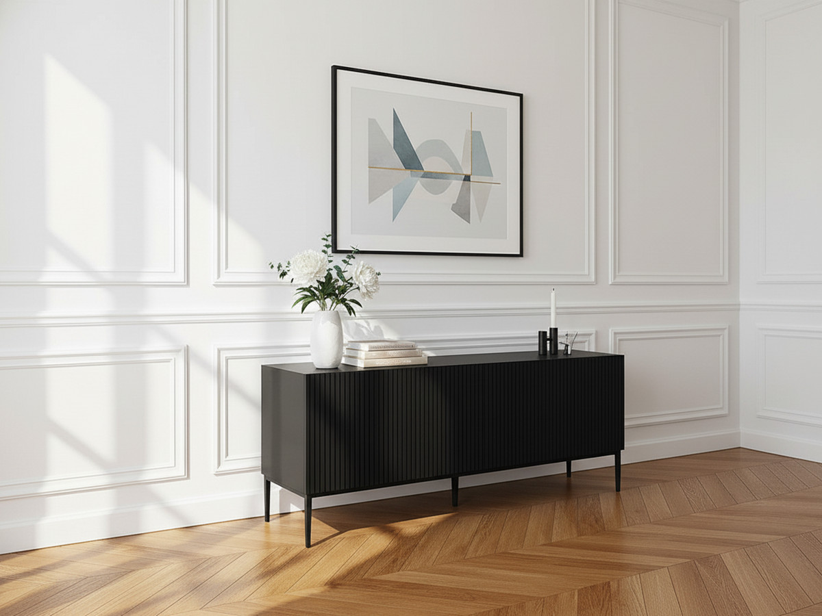 KASHA 150 cm TV-meubel met zwarte poten