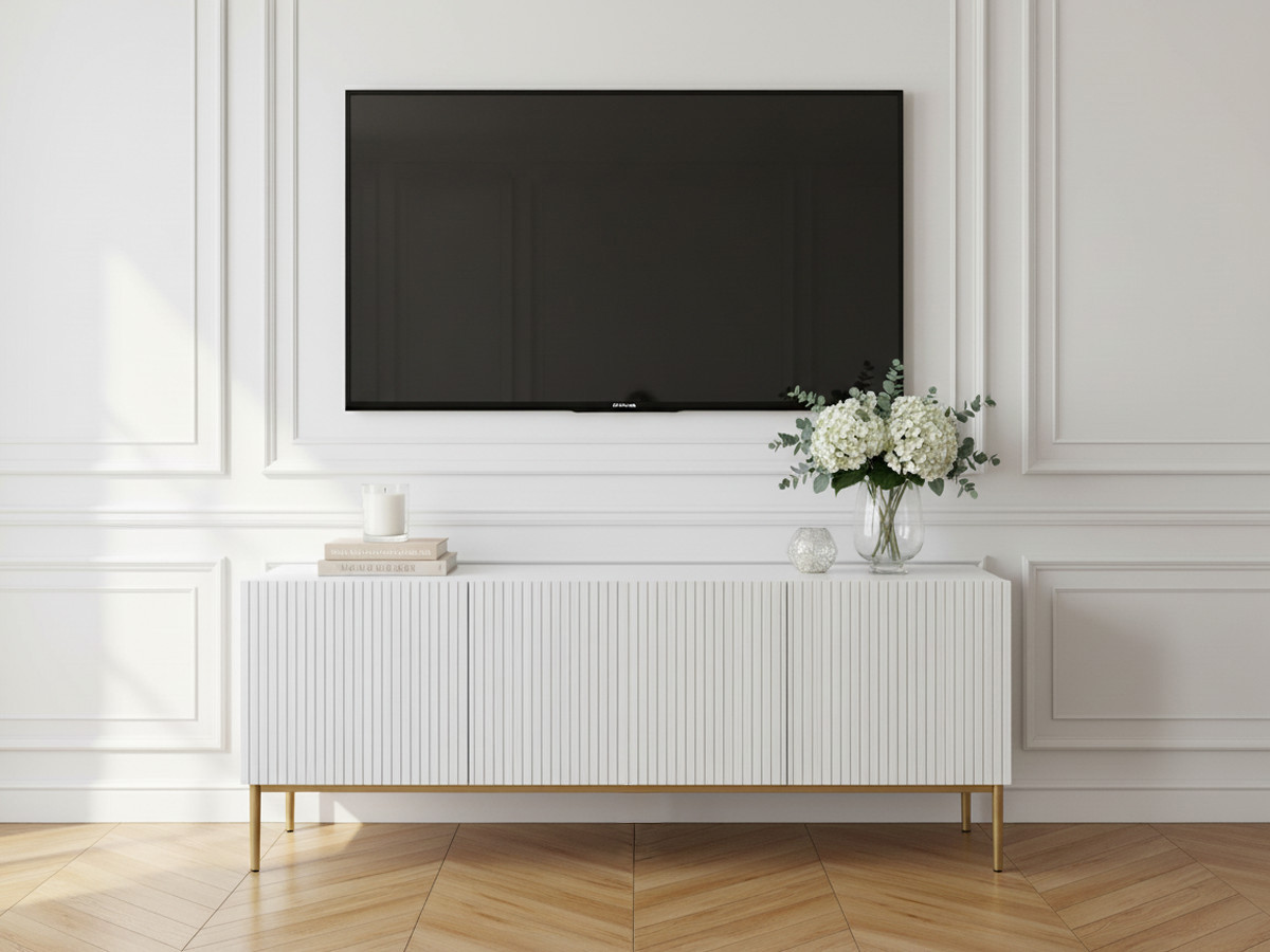 Meuble TV 150 cm KASHA Pieds or
