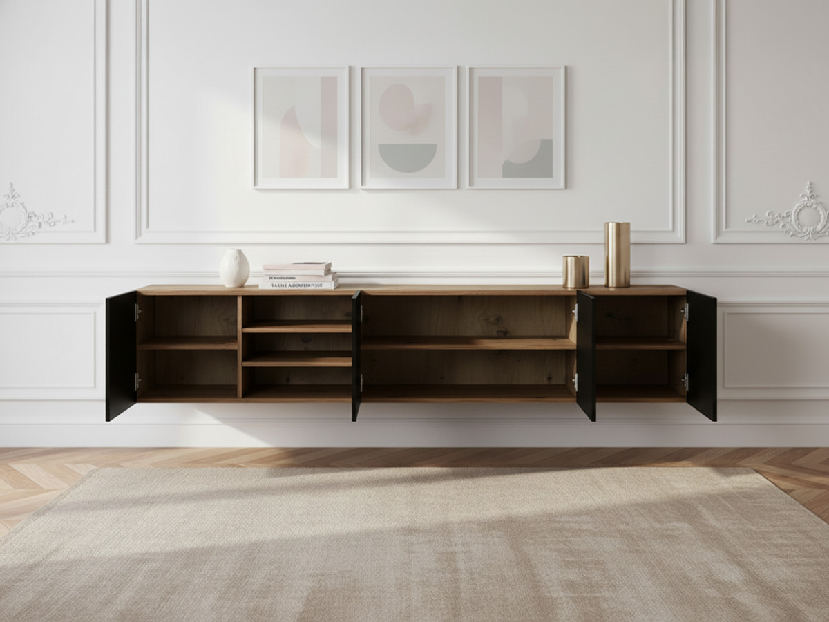 ALICE 200 cm wandmeubel met nissen