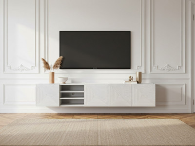 Meuble TV suspendu 200 cm ALICE avec niches