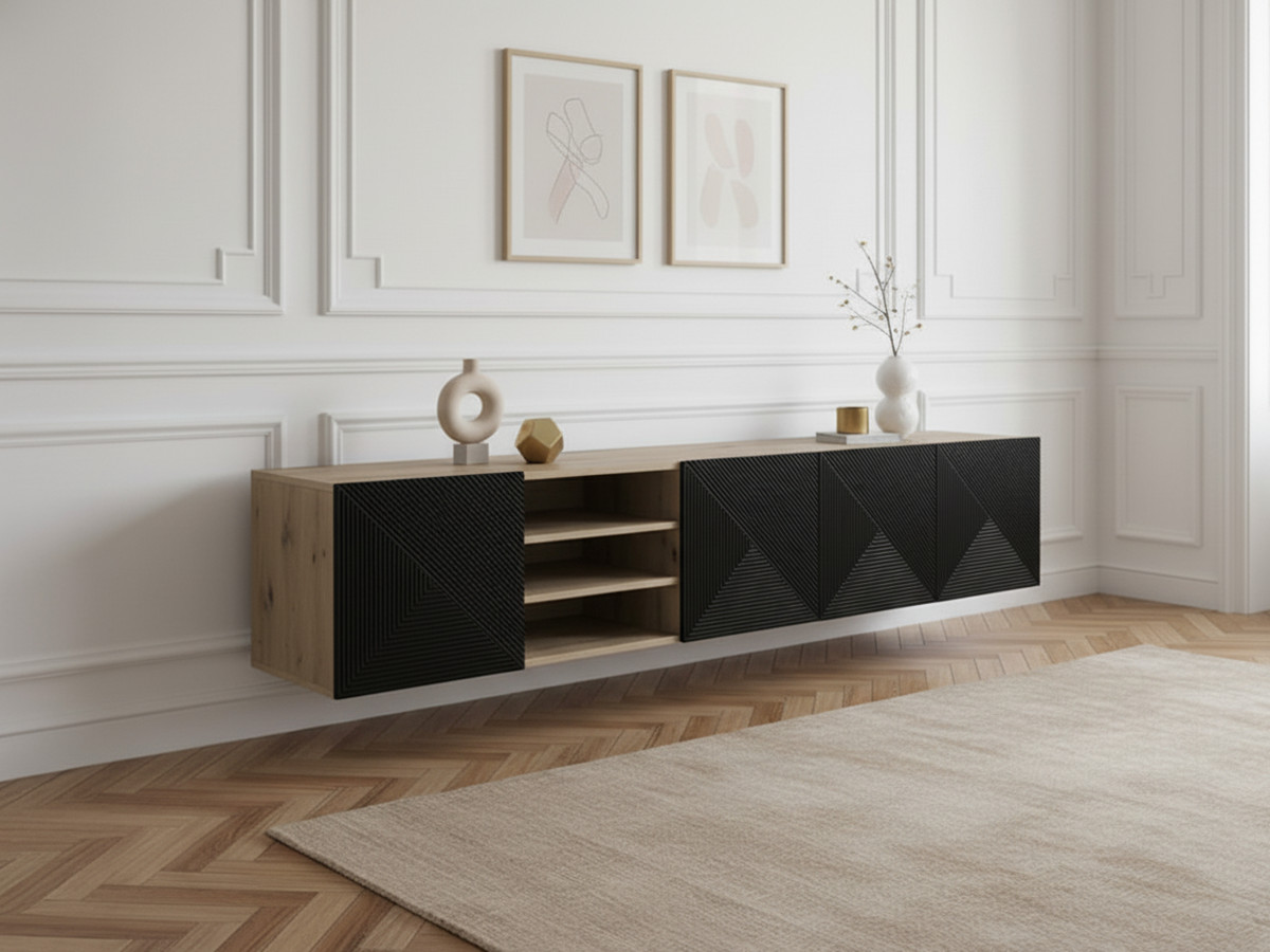 ALICE 200 cm wandmeubel met nissen