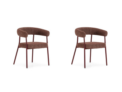 Lot de 2 chaises ROSA tissu texturé rouge