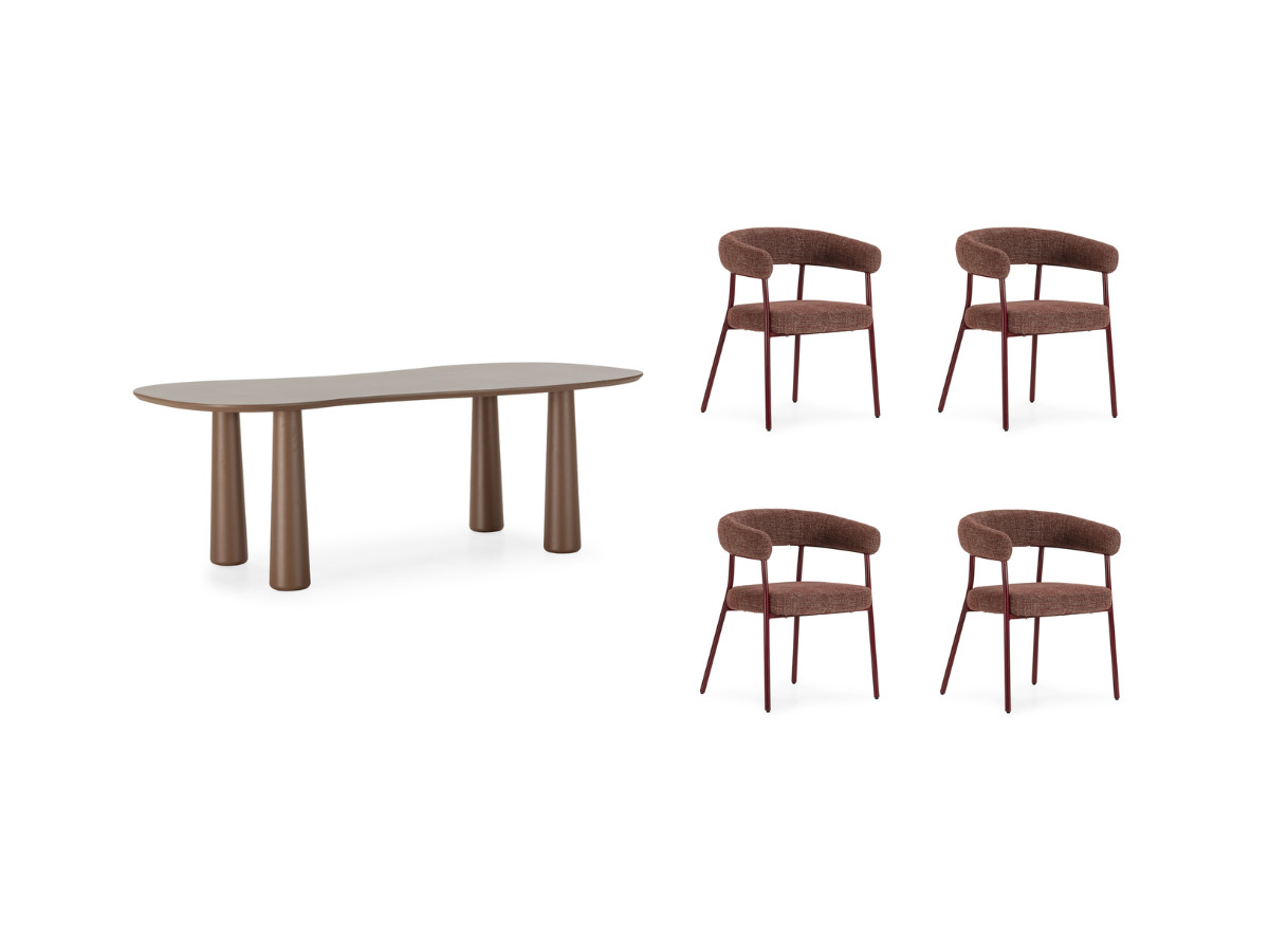 Ensemble SASHA avec table à manger ovale 220 cm + chaises ROSA texturé marron — vue 4