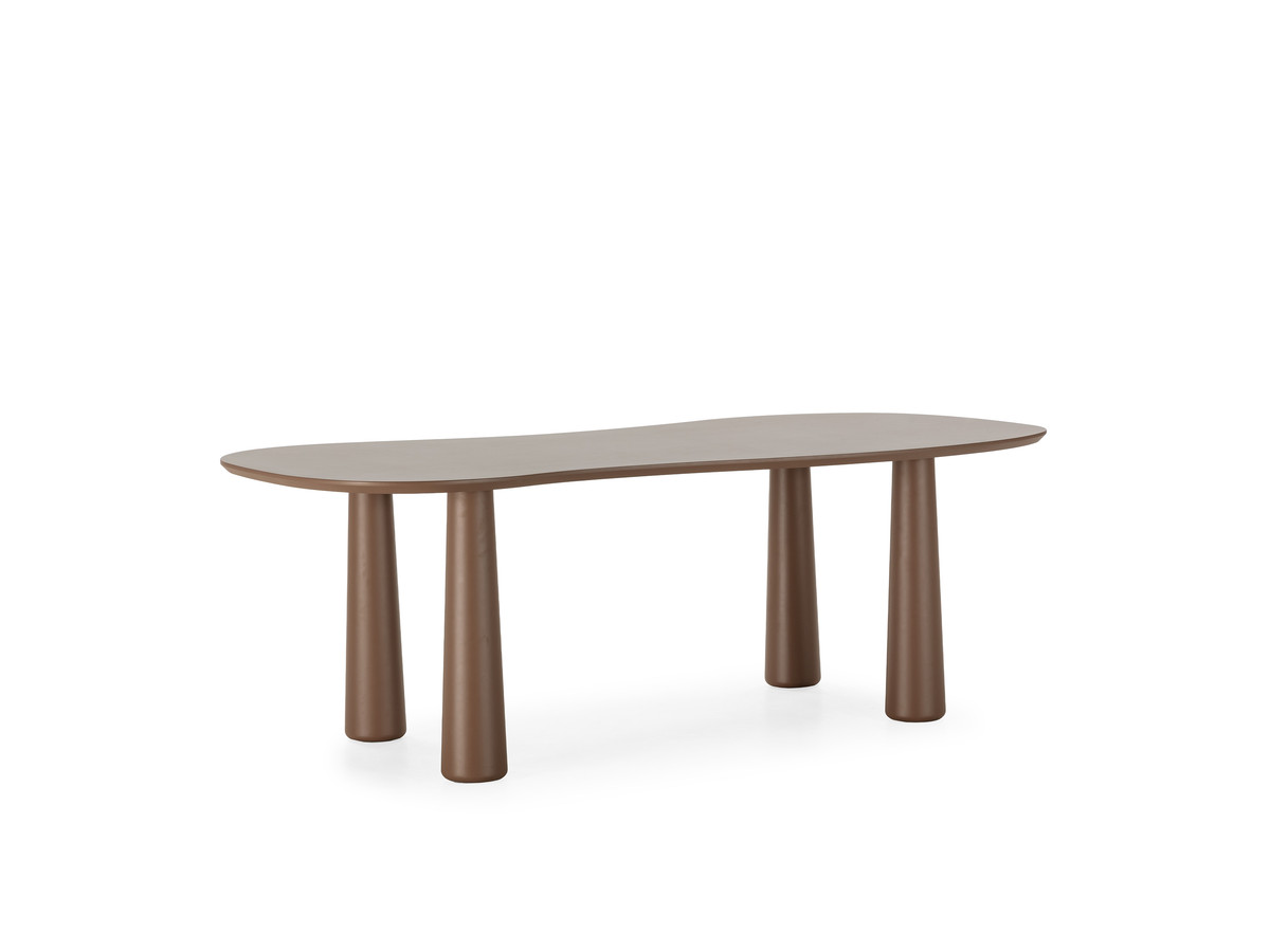 Eetkamerset SASHA met ovale tafel van 220 cm + stoelen ROSA in bruine structuurstof