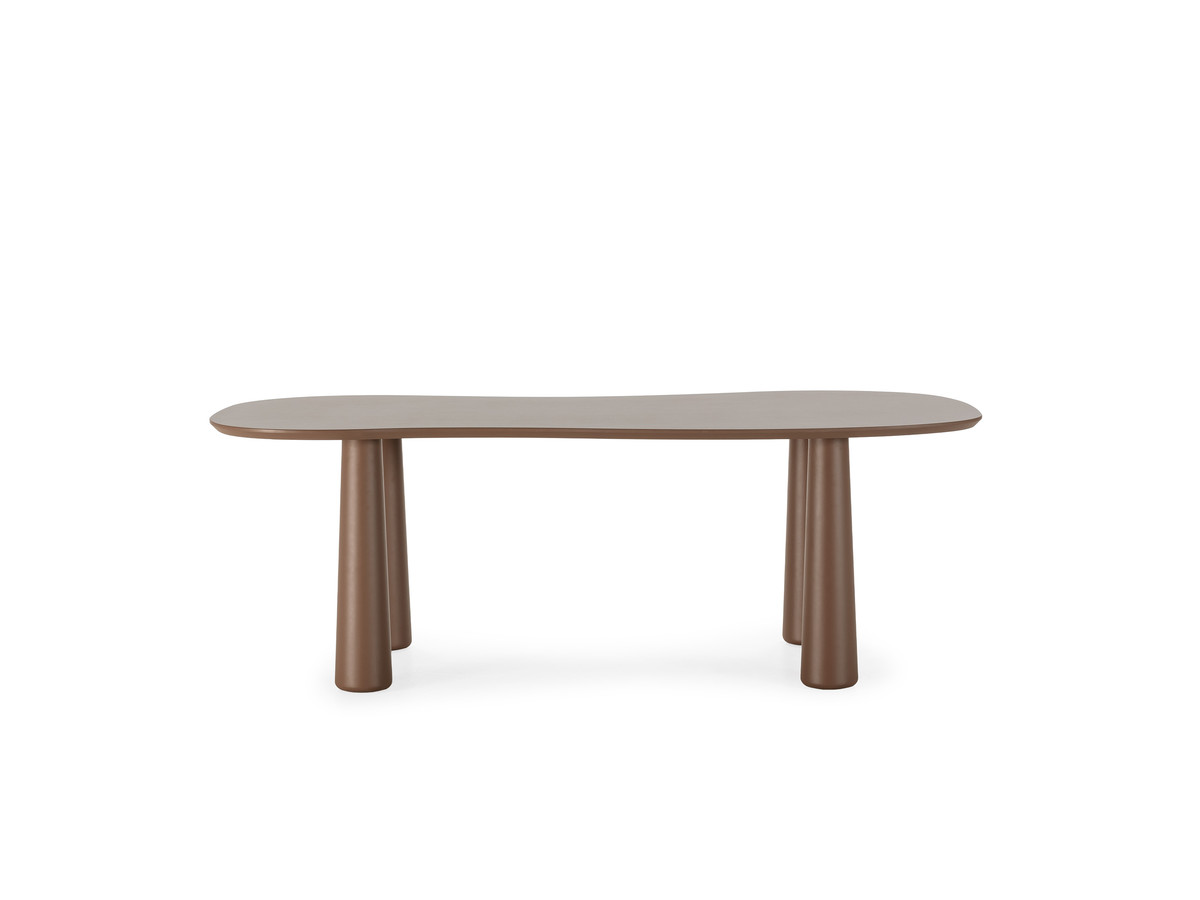 Eetkamerset SASHA met ovale tafel van 220 cm + stoelen ROSA in bruine structuurstof