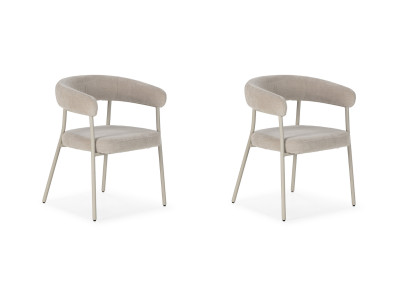 Lot de 2 chaises ROSA tissu velours beige