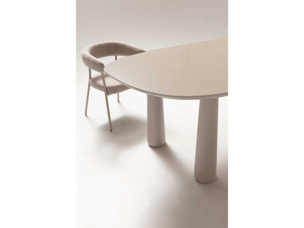 Eetkamerset SASHA met ovale tafel van 220 cm + stoelen ROSA in beige fluwelen stof