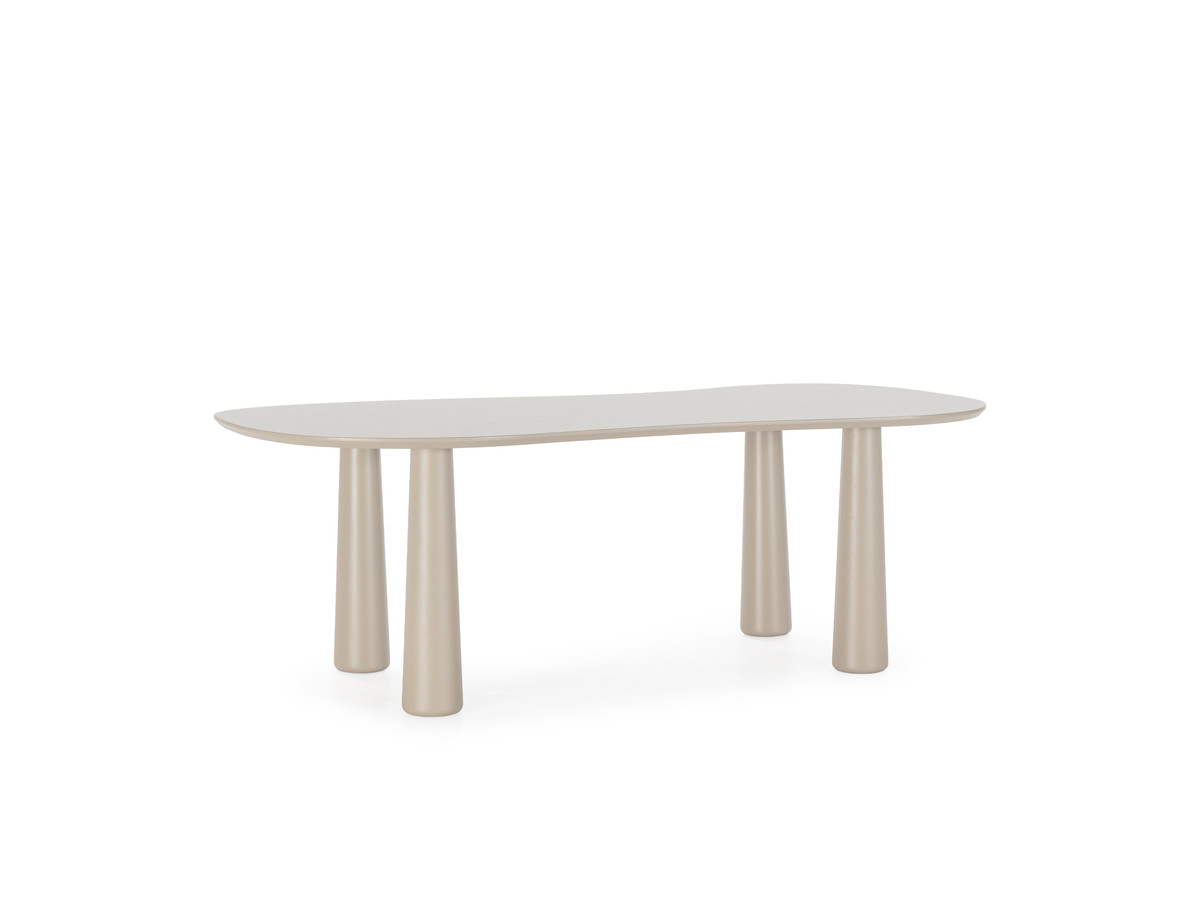 Eetkamerset SASHA met ovale tafel van 220 cm + stoelen ROSA in beige fluwelen stof