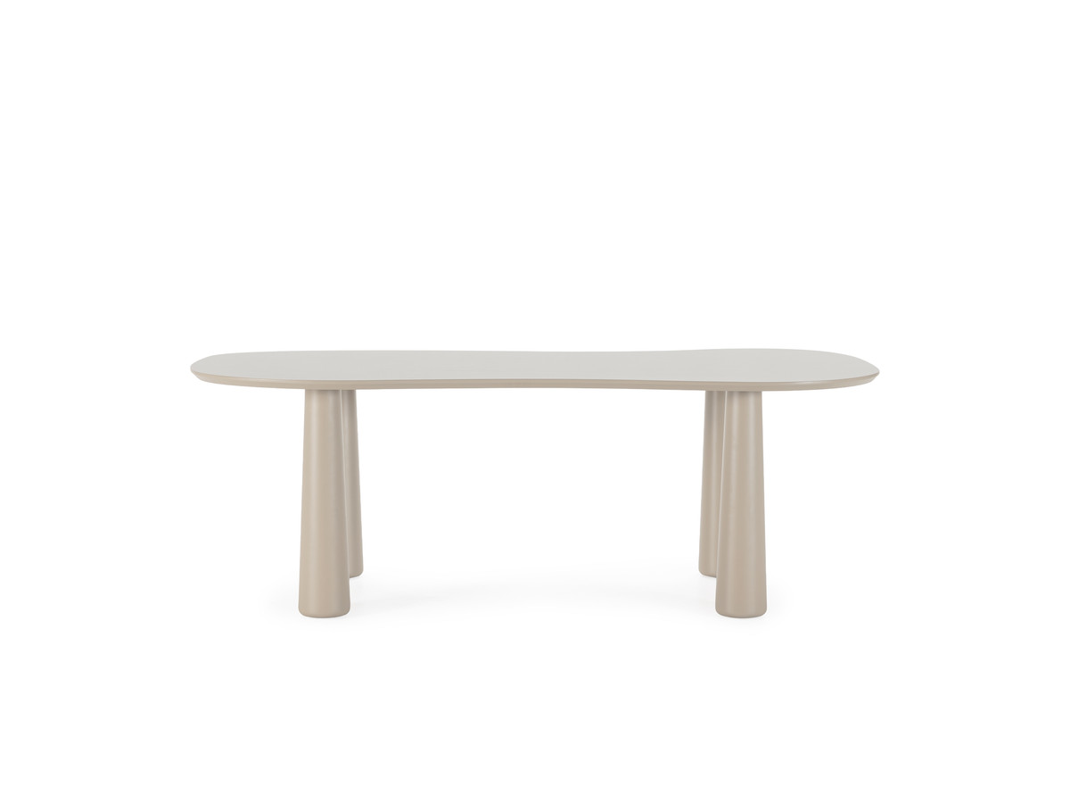 Eetkamerset SASHA met ovale tafel van 220 cm + stoelen ROSA in beige fluwelen stof
