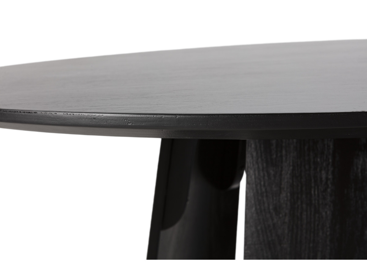 Ensemble GASTON avec table à manger ronde 120 cm placage chêne + chaises SOREN tissu texturé