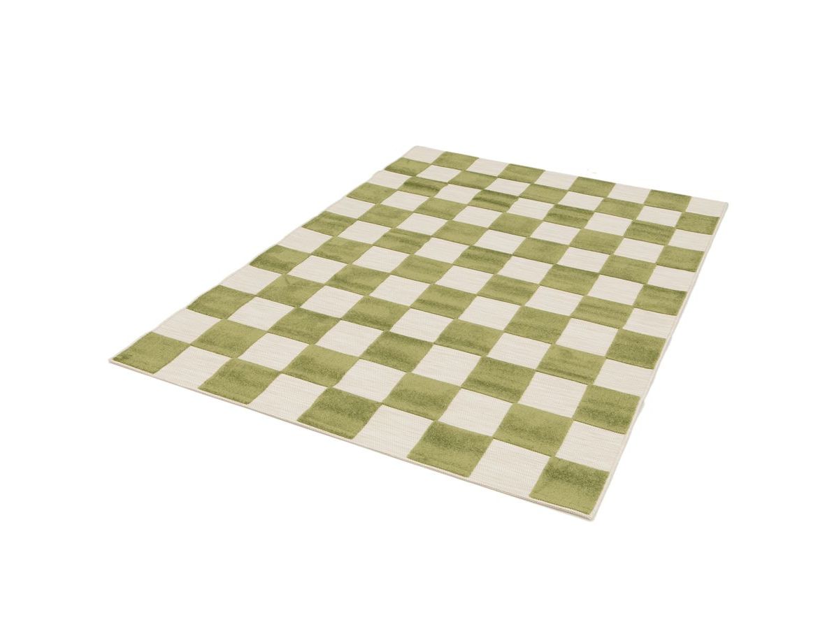 Tapis poils ras GAELLE motif damier vert — vue 5