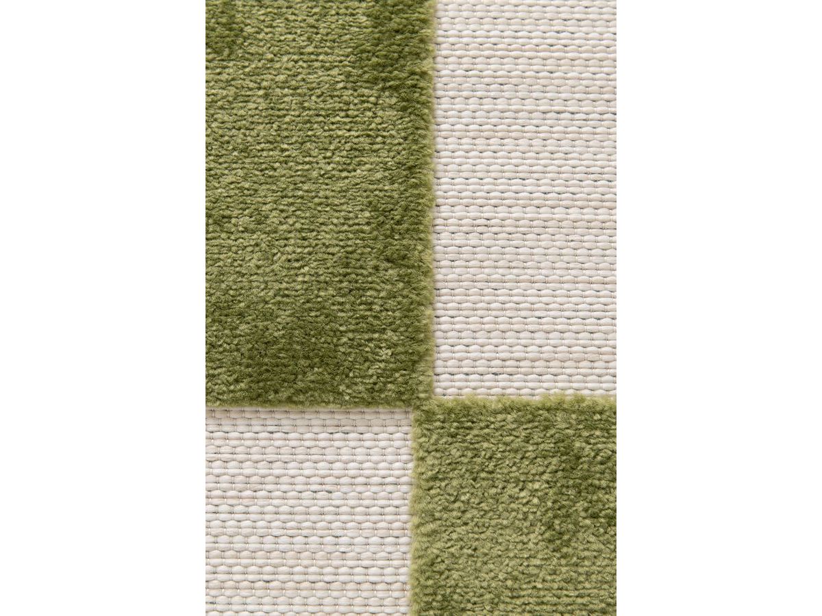 Tapis poils ras GAELLE motif damier vert — vue 6