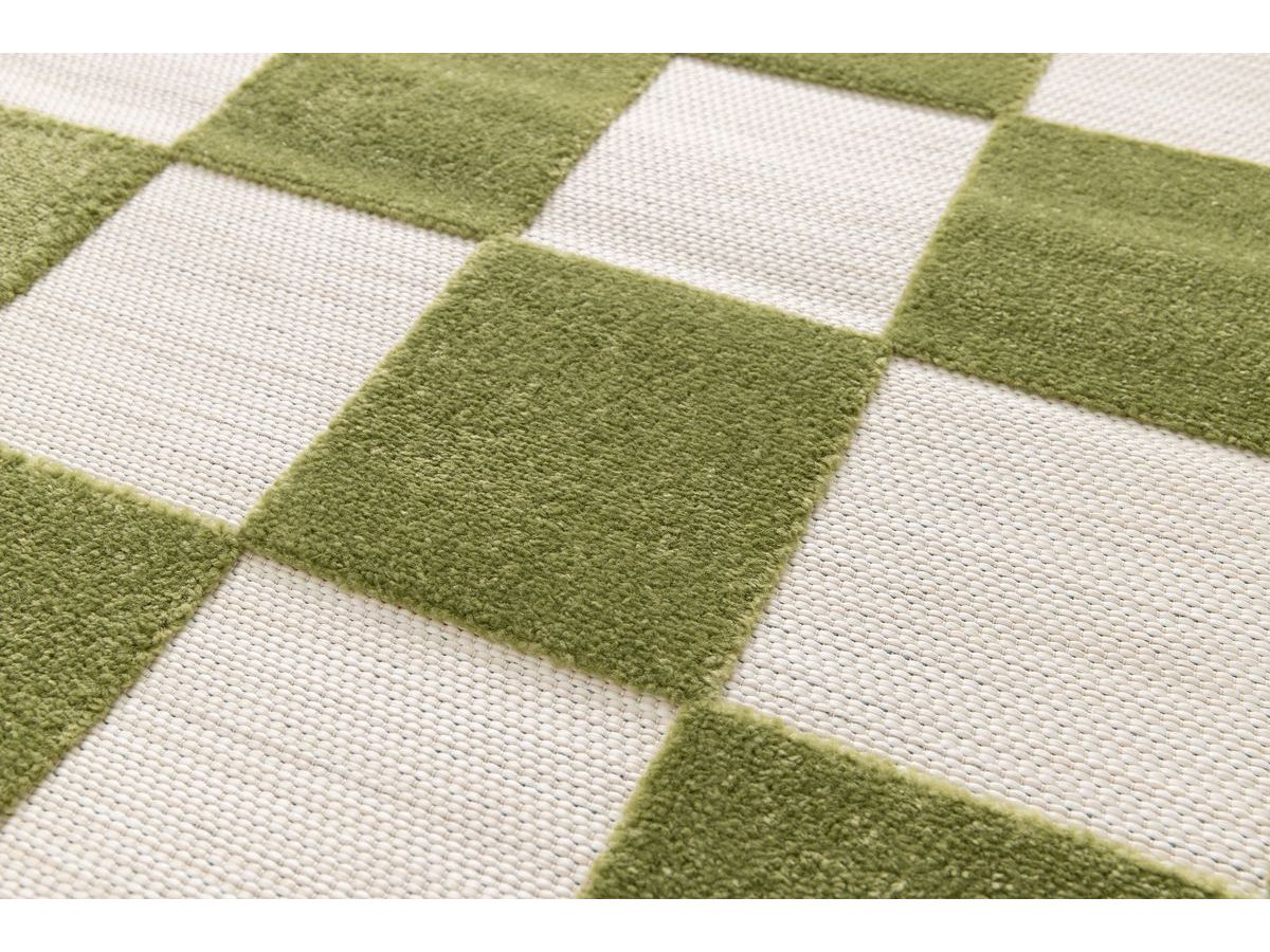 Tapis poils ras GAELLE motif damier vert — vue 6