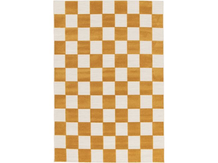 Tapis poils ras GAELLE motif damier