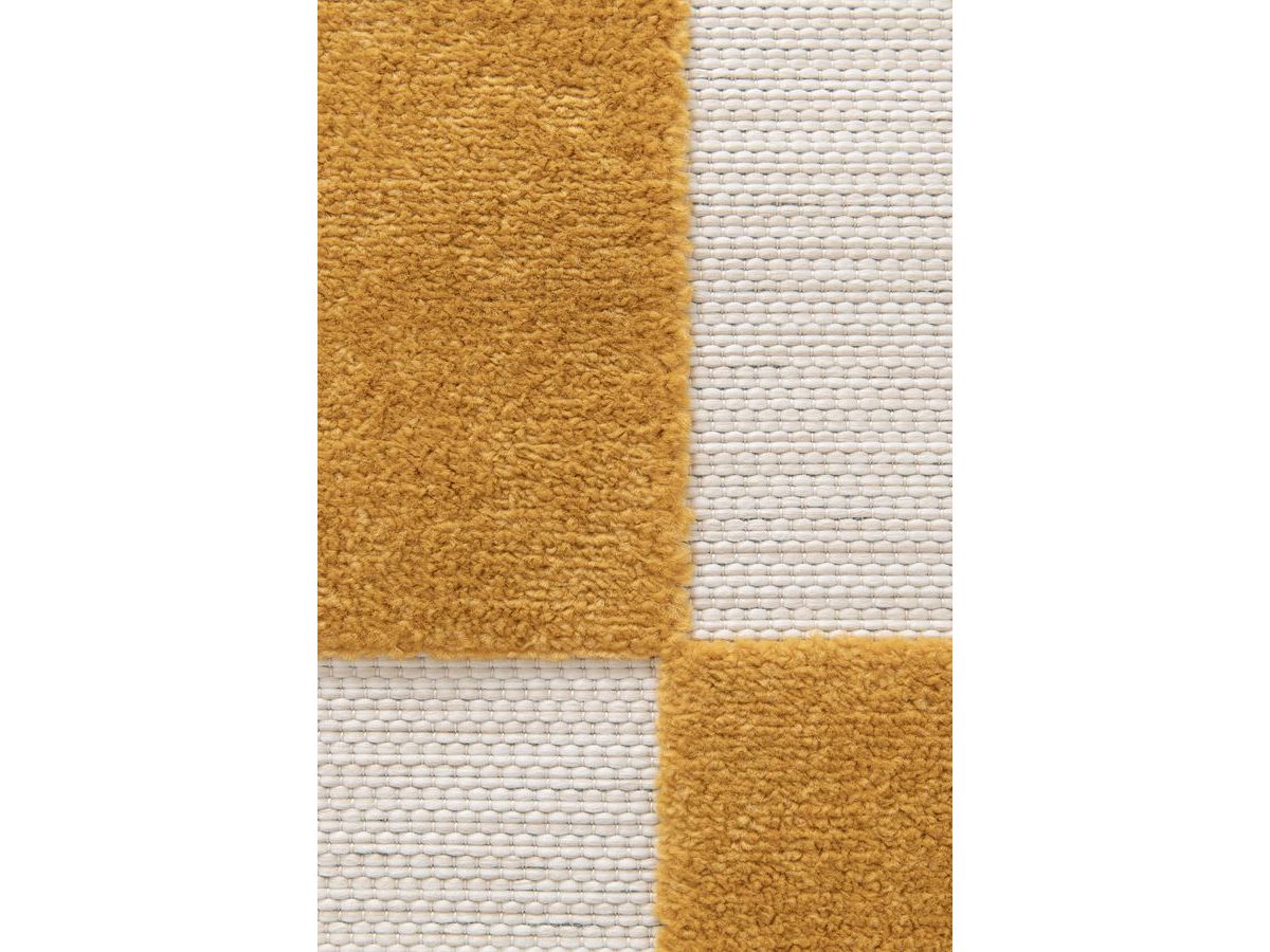 Tapis poils ras GAELLE motif damier jaune — vue 6
