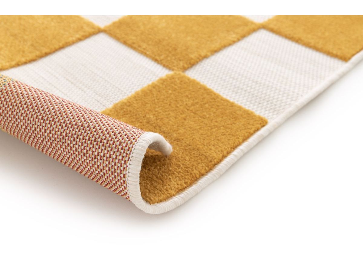 GAELLE kortpolig vloerkleed met schaakbordpatroon