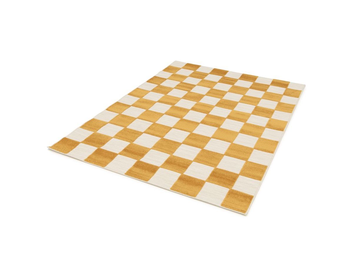 GAELLE kortpolig vloerkleed met schaakbordpatroon