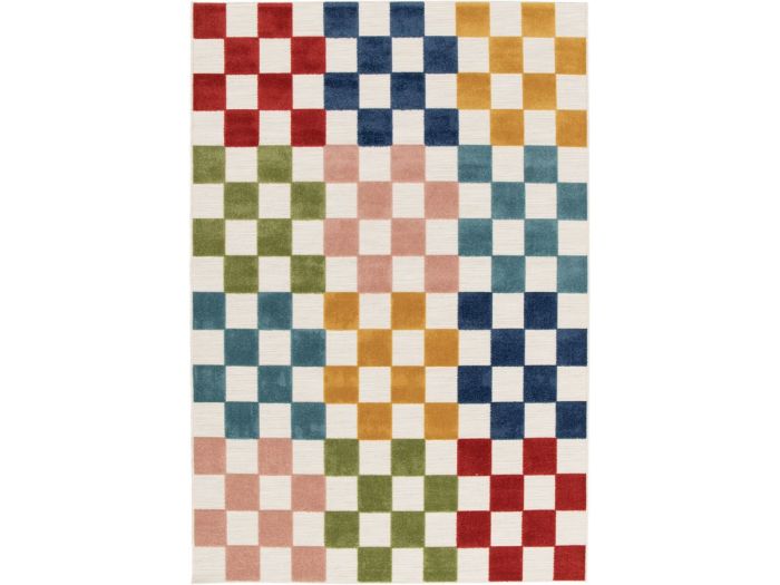 Tapis poils ras GABRIELLE motif damier