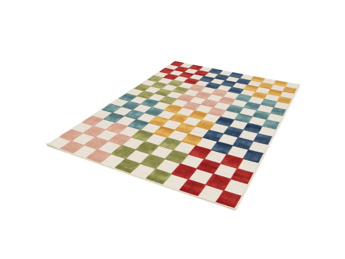 GABRIELLE kortpolig vloerkleed met schaakbordpatroon