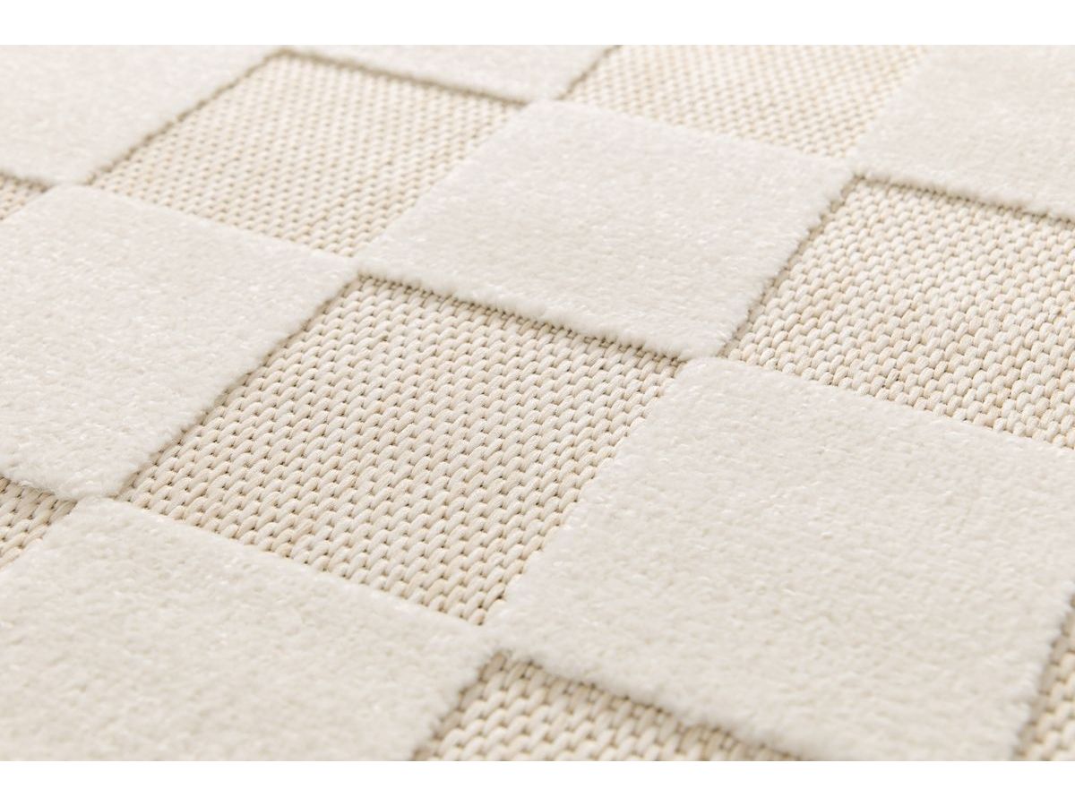 Tapis poils ras GABRIELLE motif damier blanc — vue 6