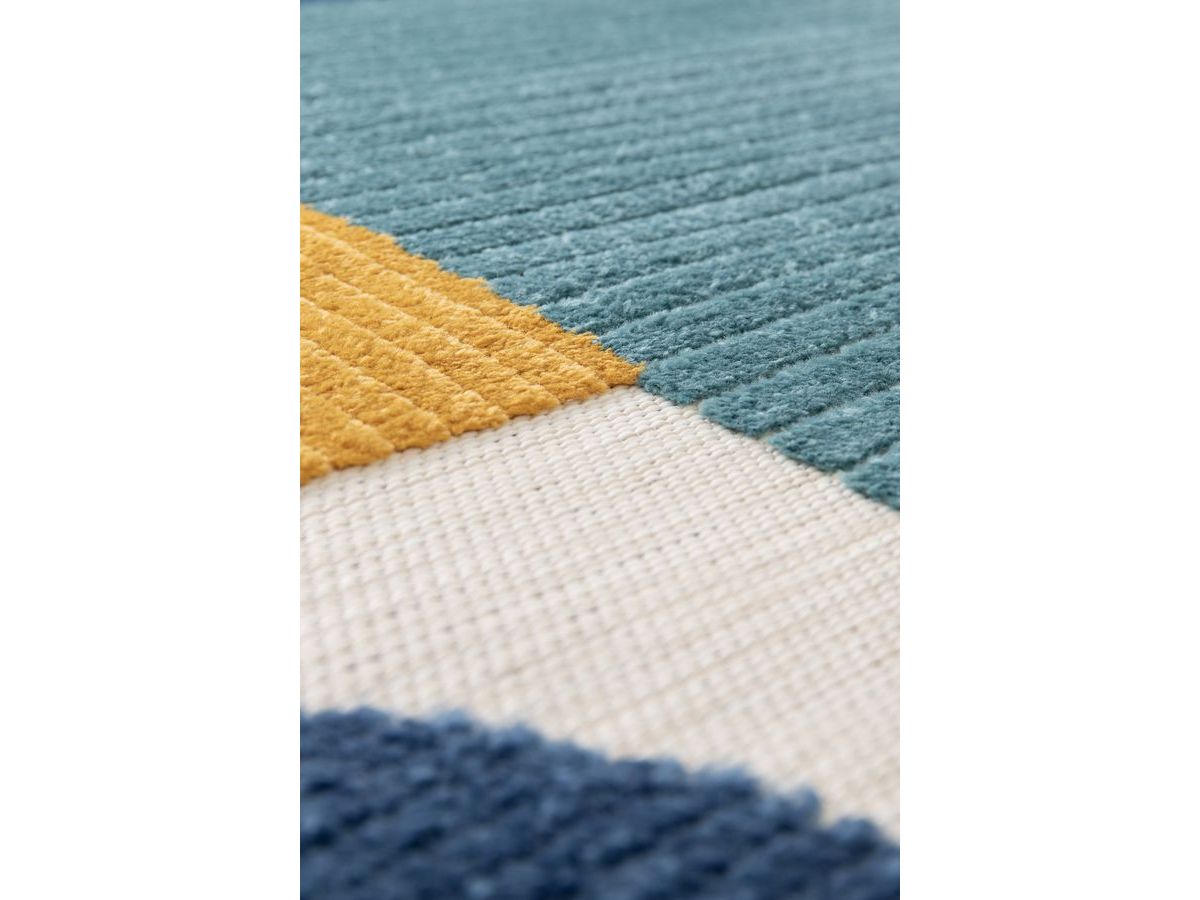 Tapis poils ras ELOI motif abstrait bleu — vue 4