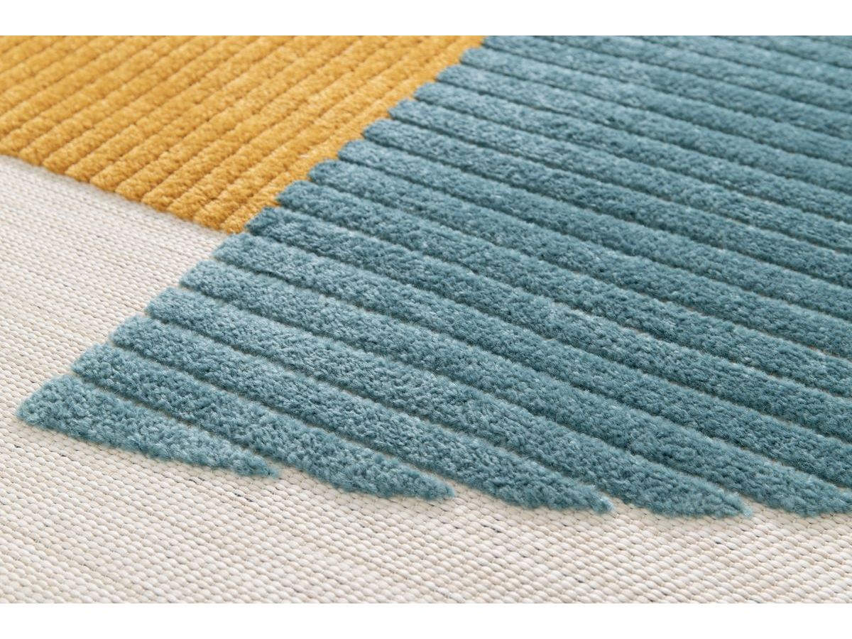 Tapis poils ras ELOI motif abstrait bleu — vue 5