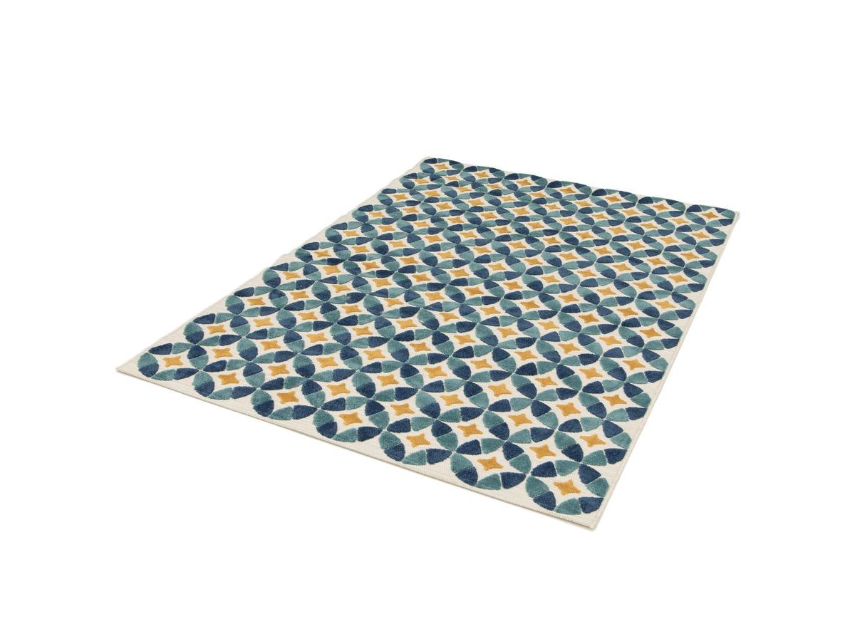 Tapis poils ras ISAURE motif abstrait bleu — vue 4