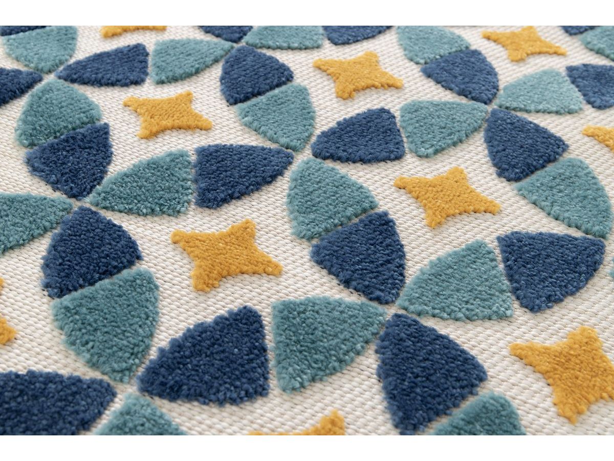 Tapis poils ras ISAURE motif abstrait bleu — vue 5