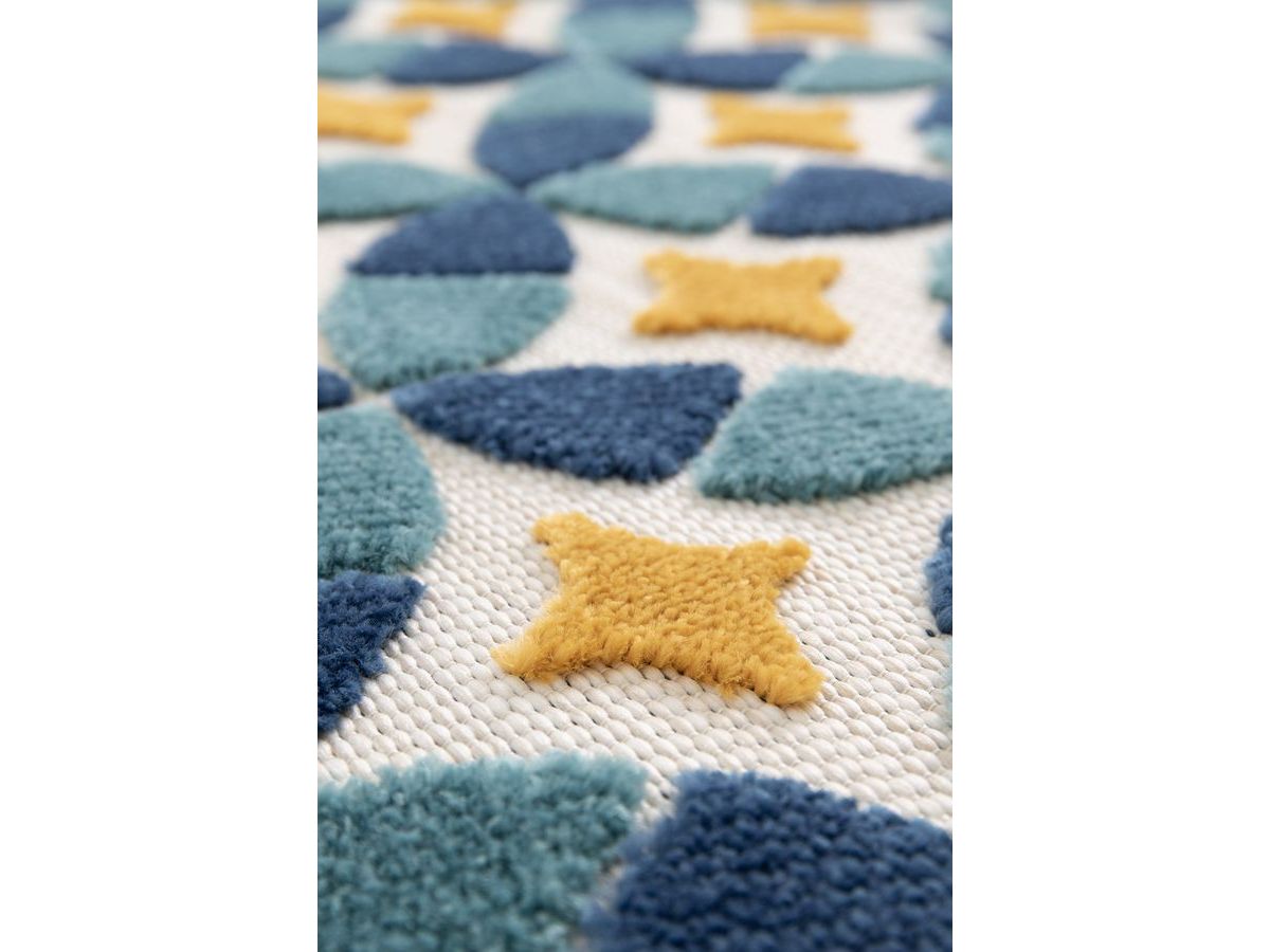 Tapis poils ras ISAURE motif abstrait bleu — vue 6