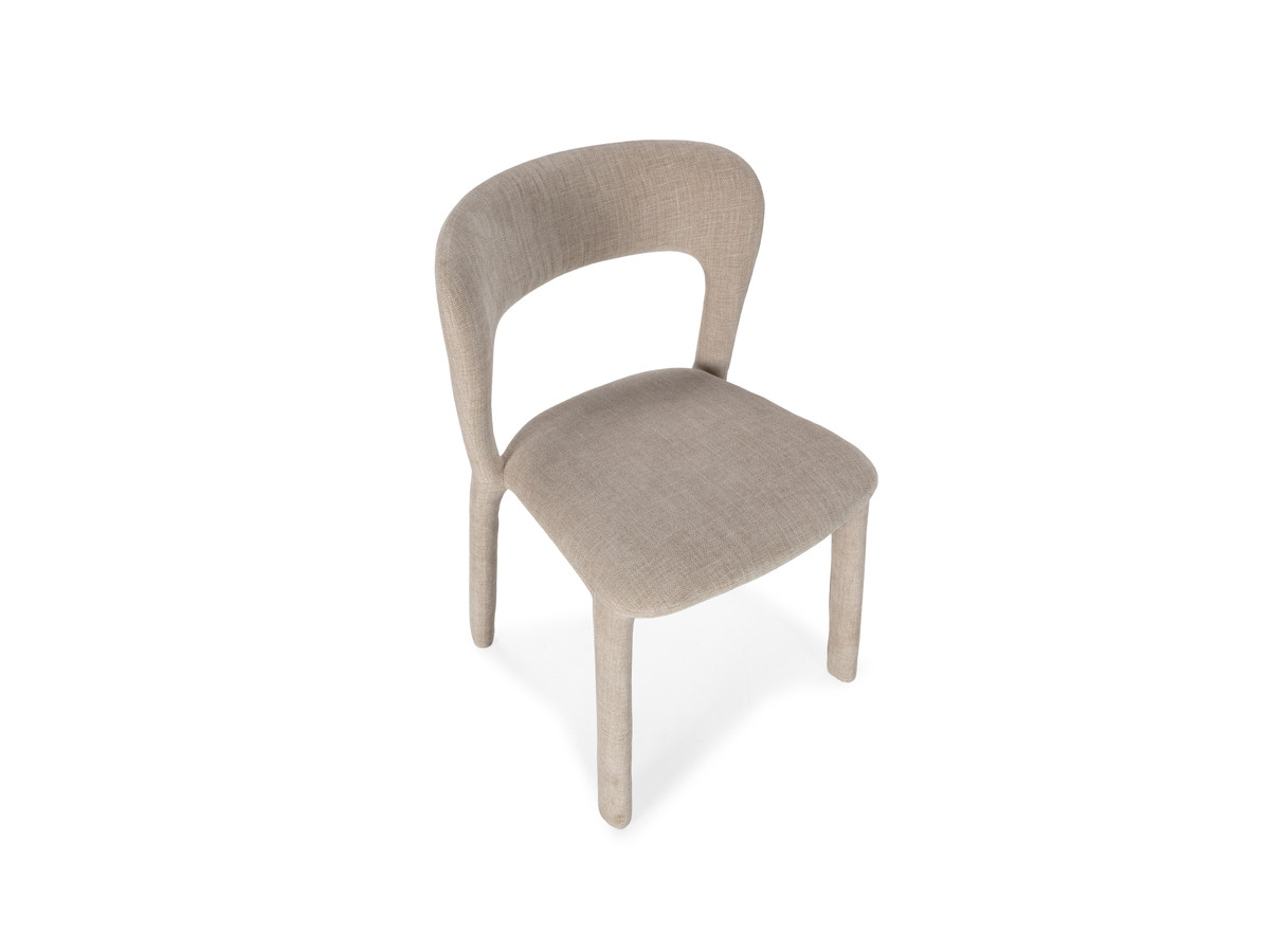 Ensemble CONSTANCE avec table à manger ovale 200 cm beige effet béton + 4 chaises PIA