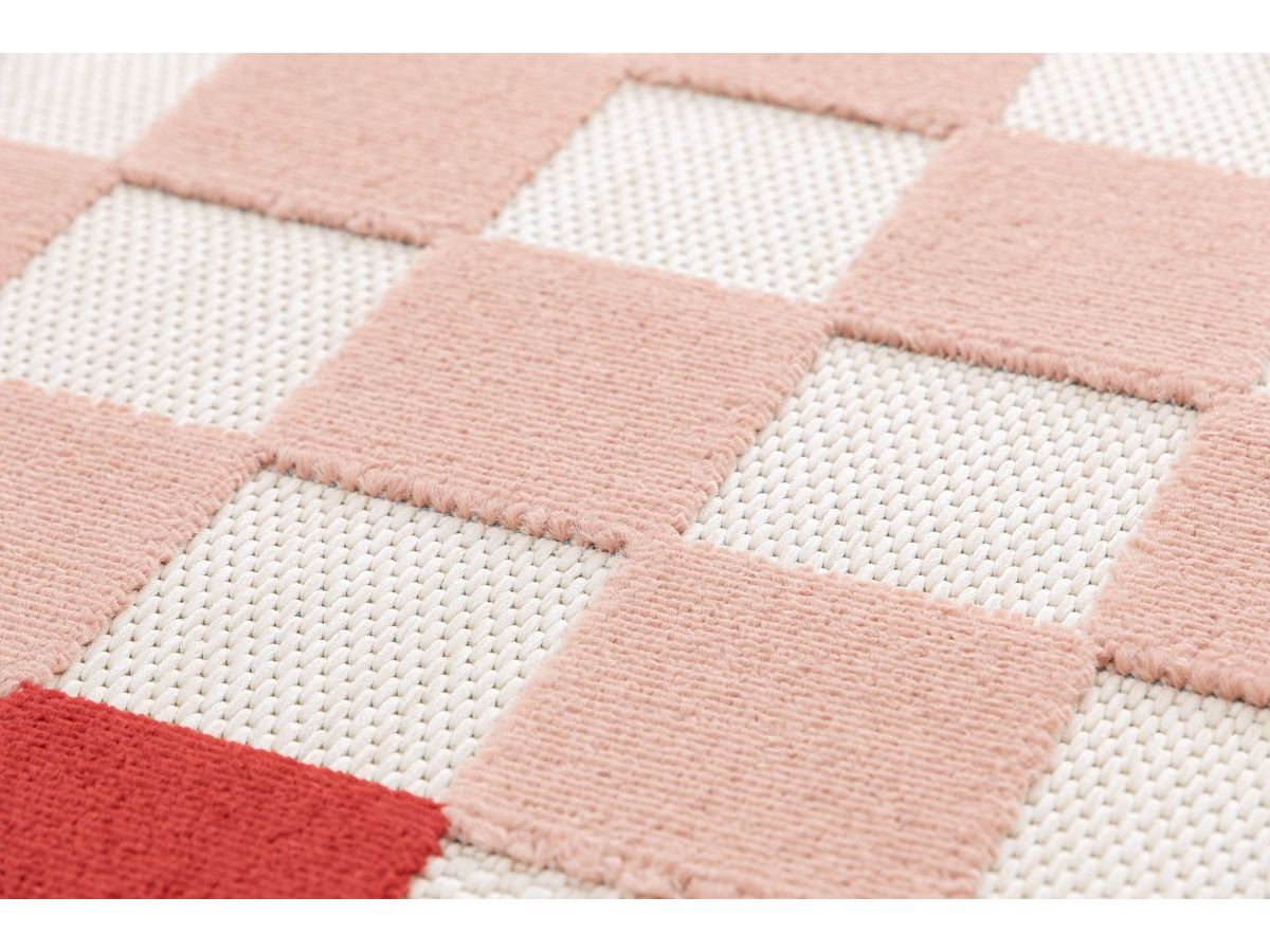 Tapis poils ras MYRLIE motif damier rose — vue 6