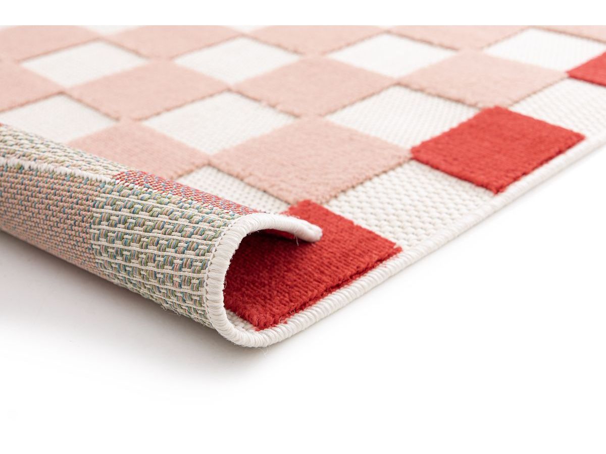 MYRLIE kortpolig vloerkleed met schaakbordpatroon