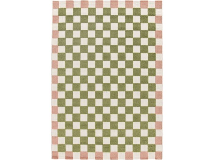 Tapis poils ras MYRLIE motif damier