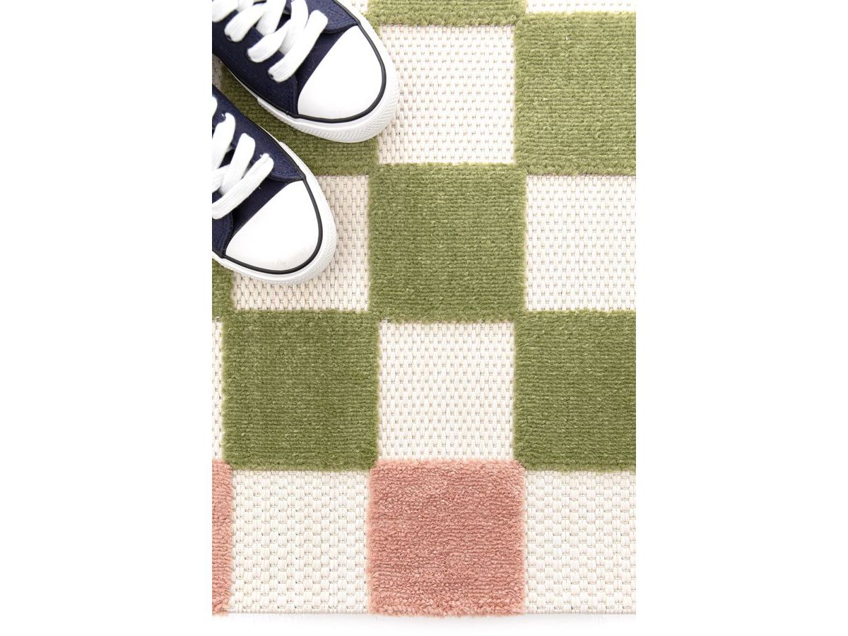 Tapis poils ras MYRLIE motif damier