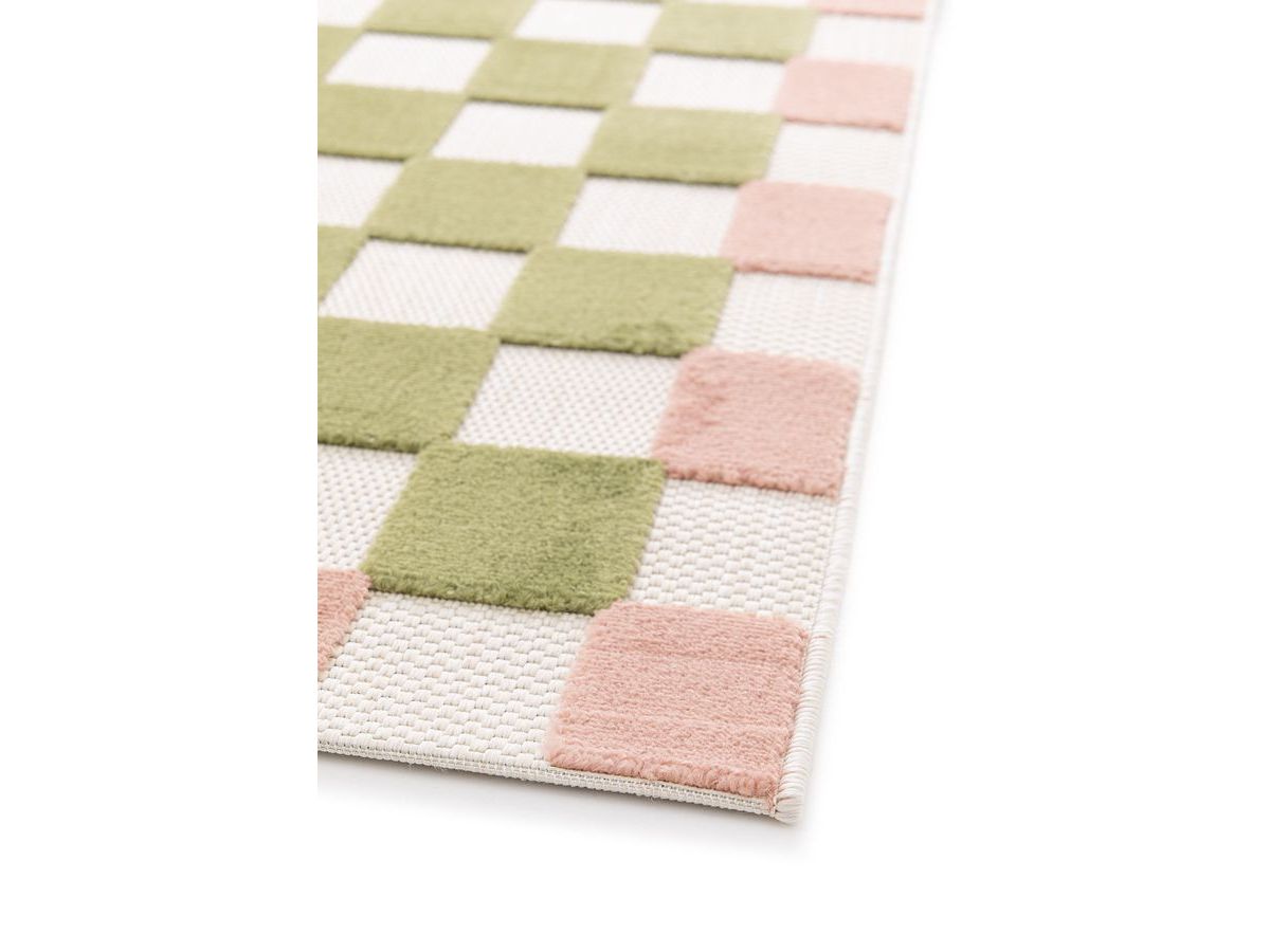 MYRLIE kortpolig vloerkleed met schaakbordpatroon
