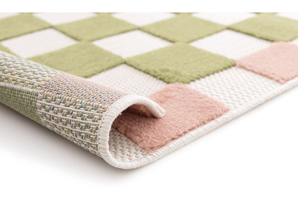 MYRLIE kortpolig vloerkleed met schaakbordpatroon