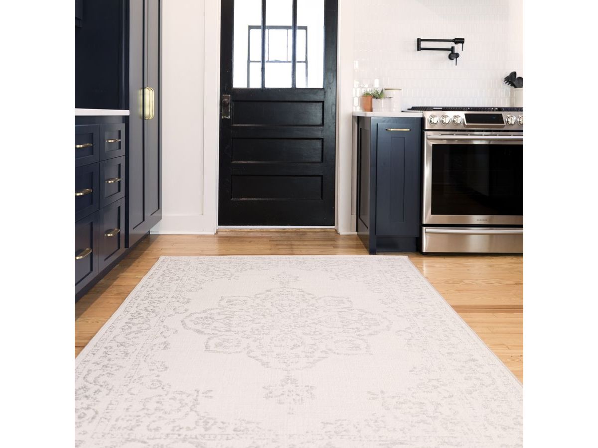 Tapis tissé plat SAMI motif vintage gris — vue 4