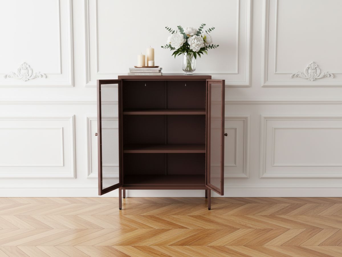 Buffet haut 2 portes 70 cm CLARA métal édition limitée bordeaux — vue 5