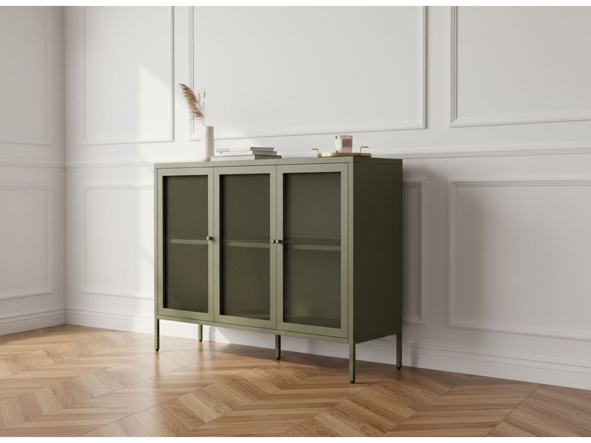 Buffet 3 portes 120 cm CLARA métal édition limitée vert — vue 4