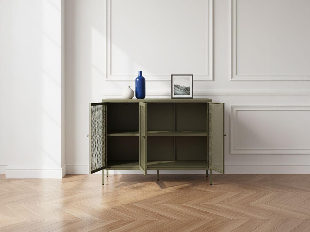 Buffet 3 portes 120 cm CLARA métal édition limitée vert — vue 5