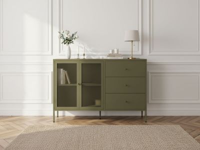 Buffet 2 portes 3 tiroirs 140 cm CLARA métal édition limitée