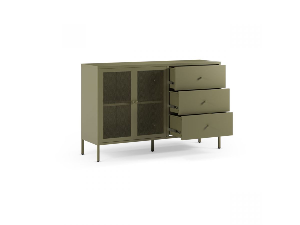 Buffet 2 portes 3 tiroirs 140 cm CLARA métal édition limitée