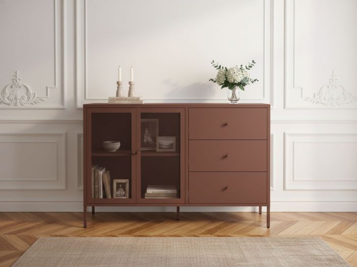 Buffet 2 portes 3 tiroirs 140 cm CLARA métal édition limitée