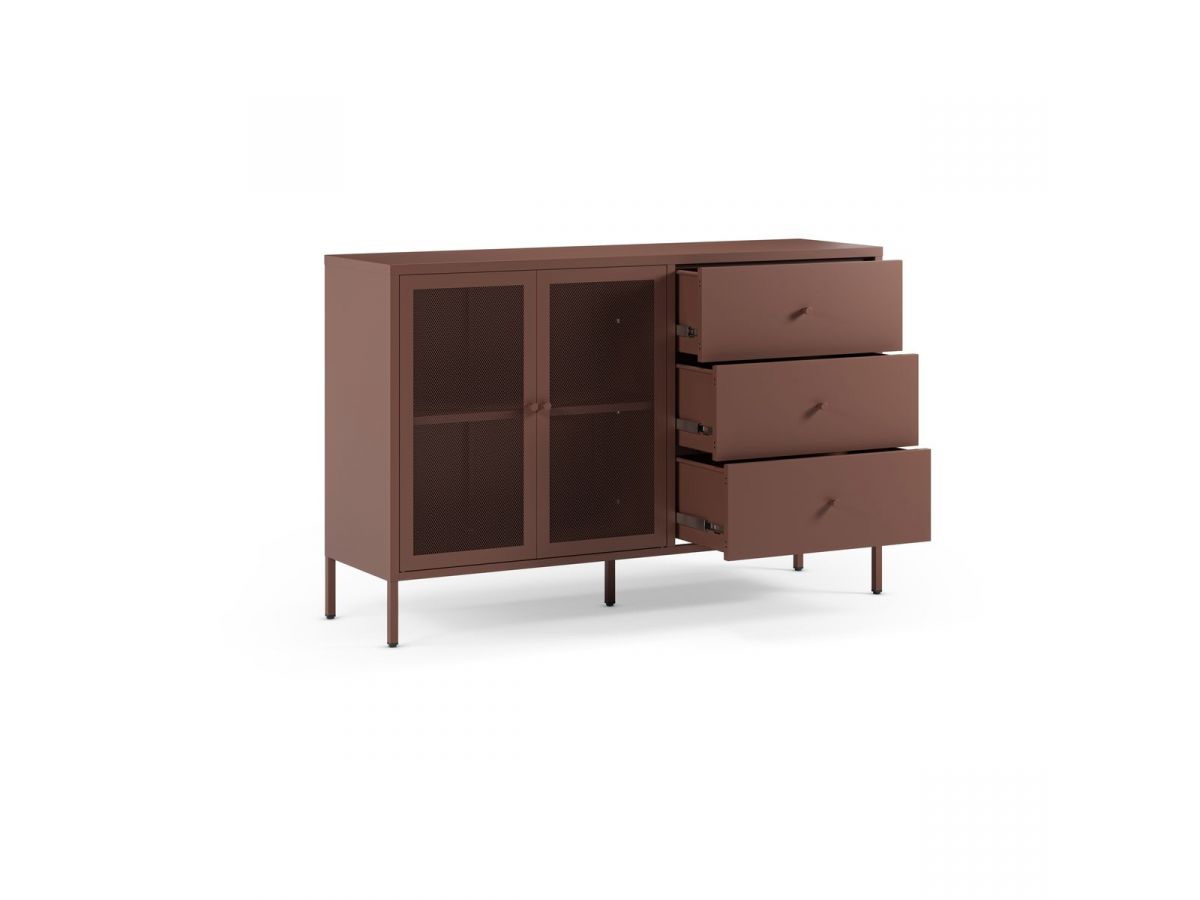 Buffet 2 portes 3 tiroirs 140 cm CLARA métal édition limitée