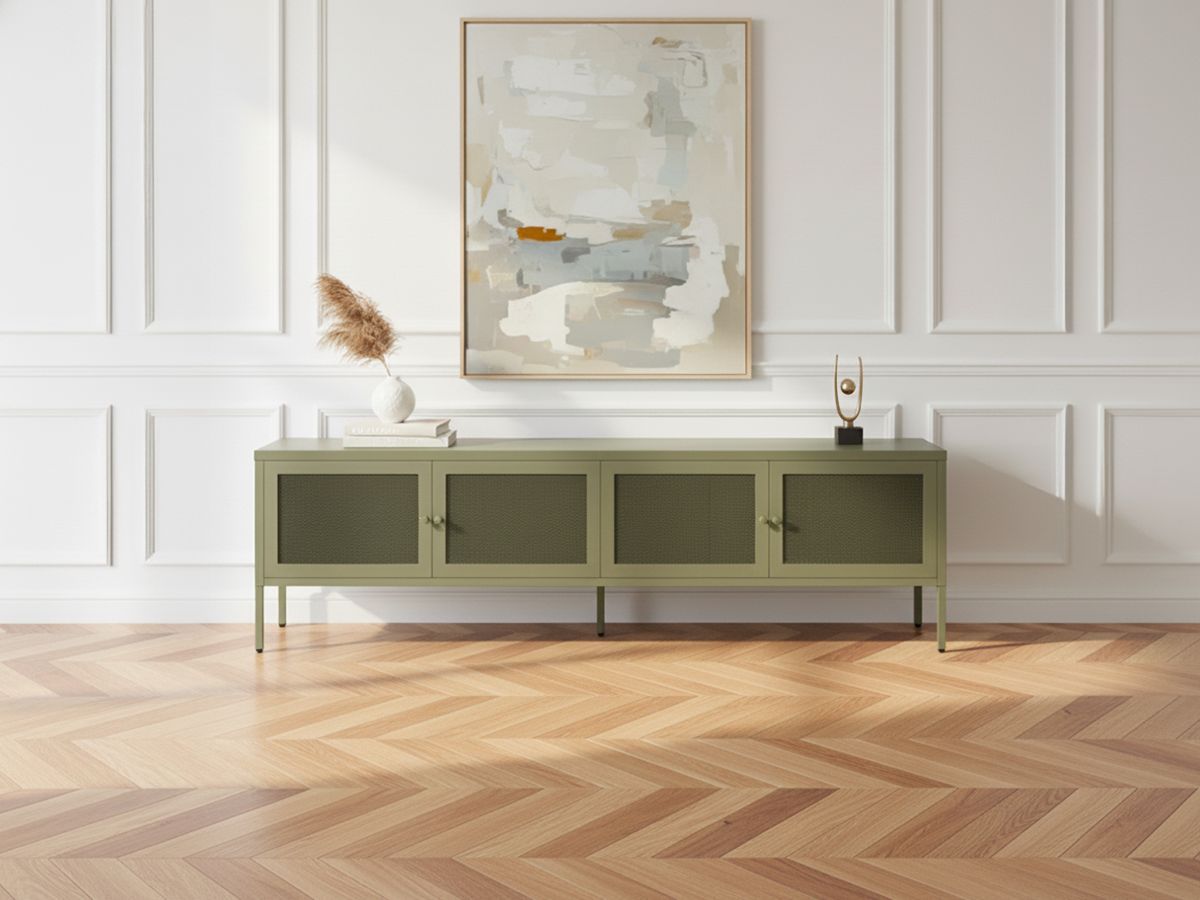 CLARA 4-deurs tv-meubel 160 cm metaal + CLARA 3-deurs dressoir 120 cm metaal limited edition