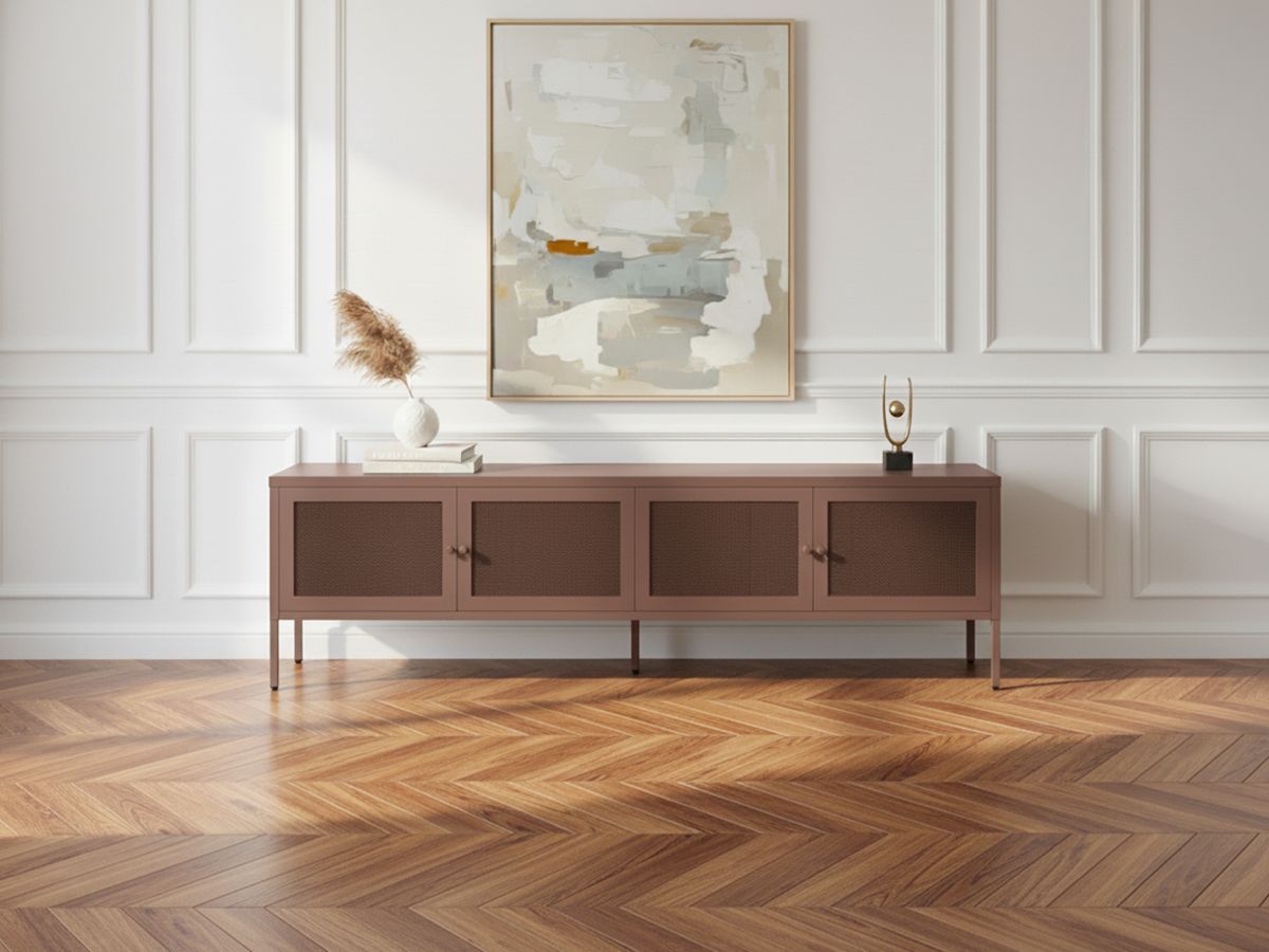 CLARA 4-deurs tv-meubel 160 cm metaal + CLARA 3-deurs dressoir 120 cm metaal limited edition